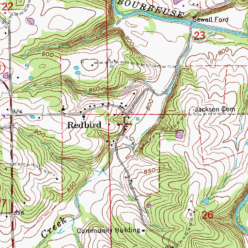 Topographic Map of Bland Volunteer Fire Department Station 2, MO