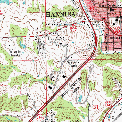 Topographic Map of Missouri Department of Conservation Forestry Northeast Regional Field Fire Office Hannibal, MO