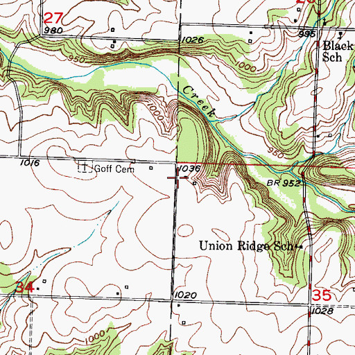 Topographic Map of Halfway Volunteer Fire Department Station 3, MO