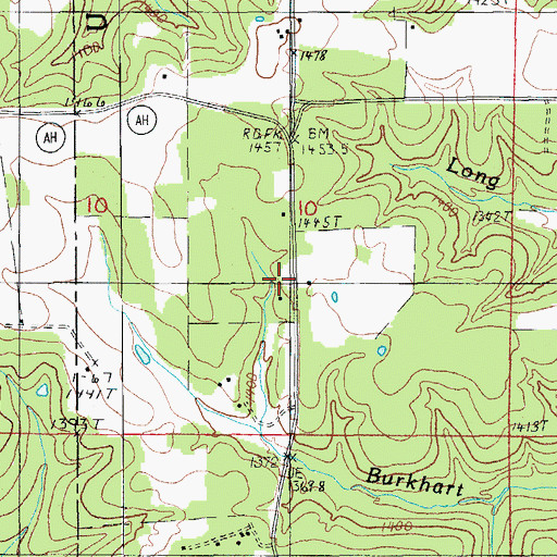 Topographic Map of Huggins Volunteer Fire Department Station 2, MO