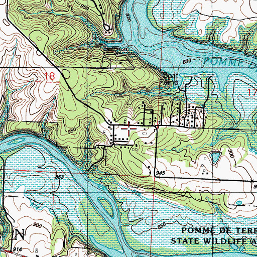 Topographic Map of Humansville Fire and Rescue Station 2, MO