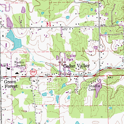 Topographic Map of Butler County Fire Protection District PP Highway Station, MO