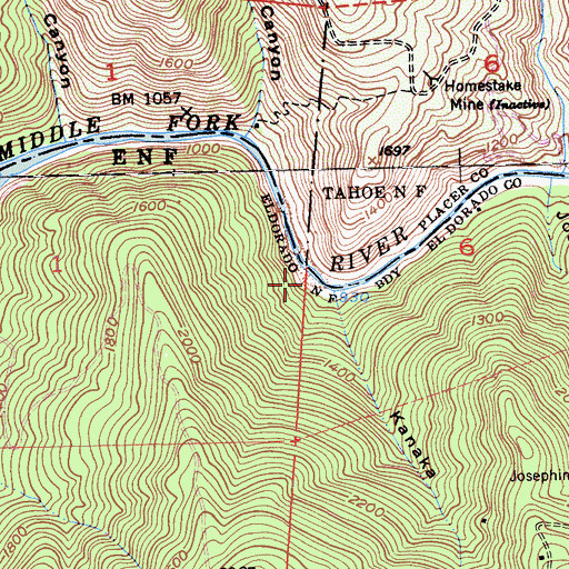 Topographic Map of Kanaka Gulch, CA