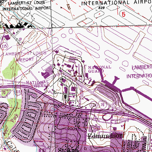 Topographic Map of City of Saint Louis Fire Department District 8 South Fire Station, MO