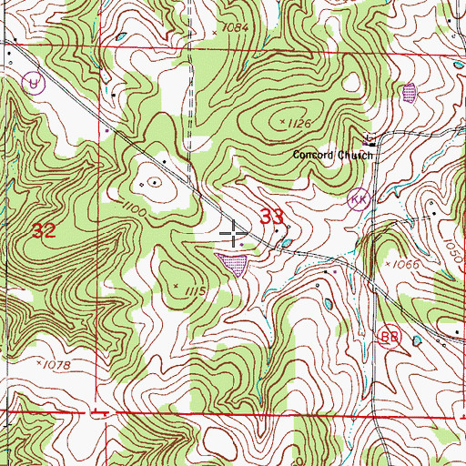 Topographic Map of Crocker Fire Protection District Station 4, MO