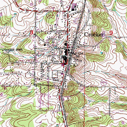 Topographic Map of Crocker Fire Protection District Station 2, MO