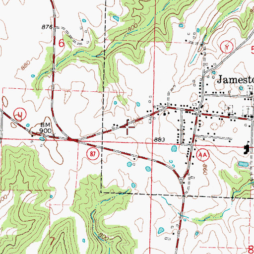 Topographic Map of Jamestown Rural Fire Protection District, MO