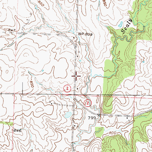 Topographic Map of Johnson County Fire Protection District 2 Station 4 Rose Hill, MO
