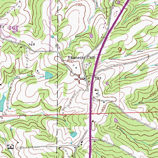 Topographic Map of De Soto Rural Fire Protection District Station 4, MO