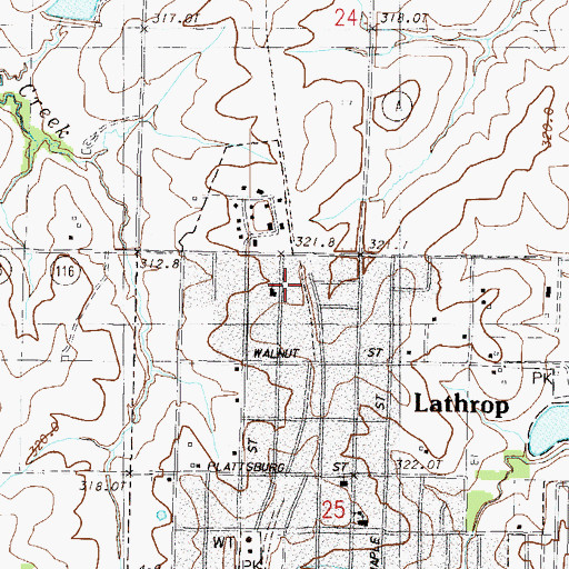 Topographic Map of Lathrop Fire and Rescue, MO