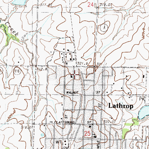 Topographic Map of Lathrop Fire and Rescue, MO