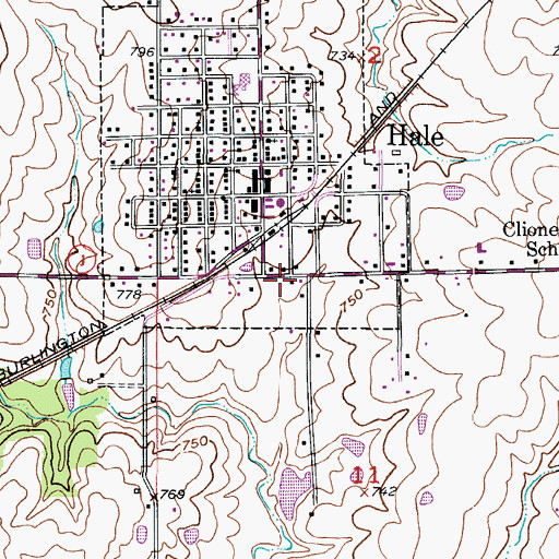 Topographic Map of Hale Fire Department, MO
