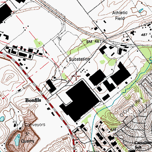 Topographic Map of Robertson Fire Protection District Station 2, MO