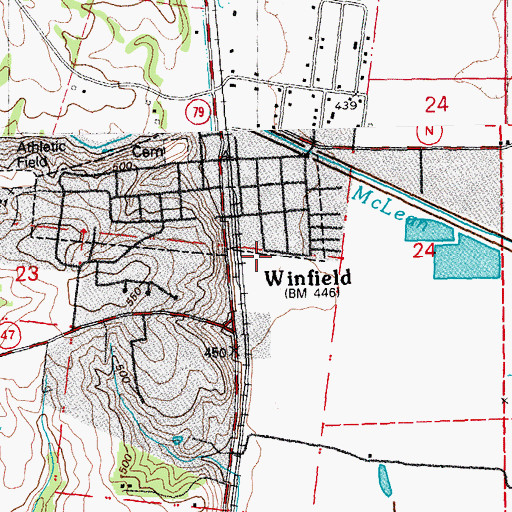 Topographic Map of Winfield - Foley Fire Protection District Station 1, MO