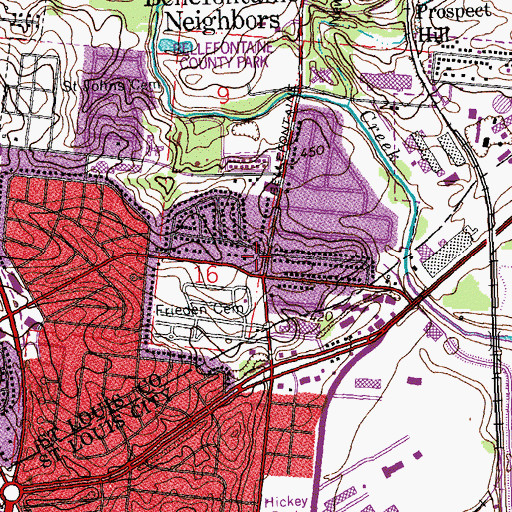 Topographic Map of Riverview Fire Protection District Station 2, MO