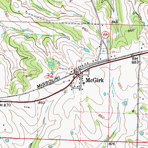 Topographic Map of California Rural Fire Protection District McGirk Fire Station, MO