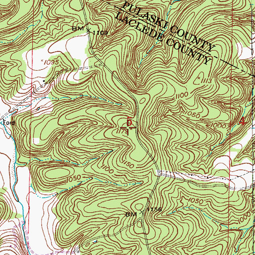 Topographic Map of Nebo Falcon Rural Volunteer Fire Department Station 4, MO