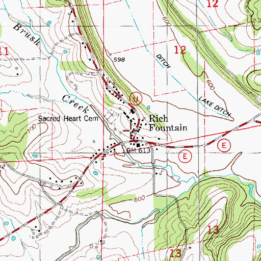 Topographic Map of Freeburg Volunteer Fire Department Station 2, MO