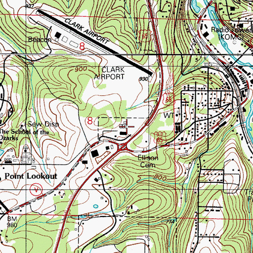 Topographic Map of Western Taney County Fire Protection District Station 1, MO