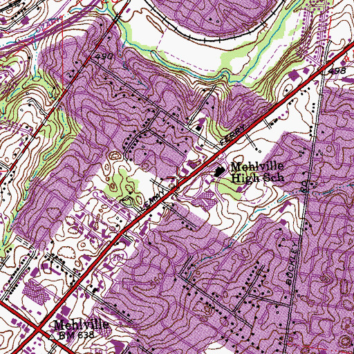 Topographic Map of Mehlville Fire Protection District Station 1, MO