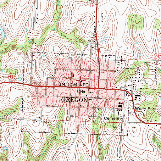 Topographic Map of Southern Fire Protection District, MO