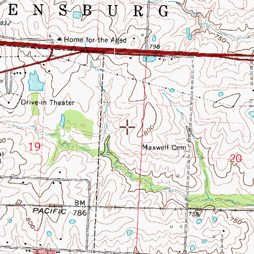 Topographic Map of Warrensburg Fire Department Station 2, MO