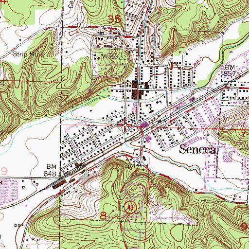 Topographic Map of Seneca Fire Department, MO