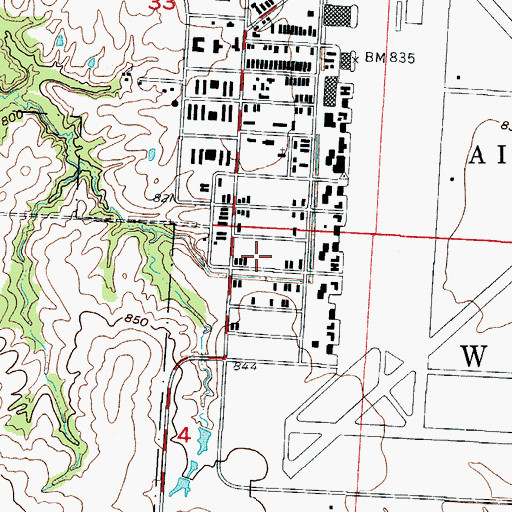 Topographic Map of Whiteman Air Force Base Fire Emergency Services, MO