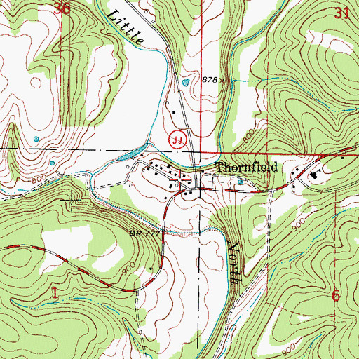 Topographic Map of Thornfield Volunteer Fire Department, MO