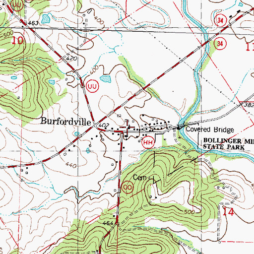 Topographic Map of Millersville Rural Fire Protection District Station 3, MO