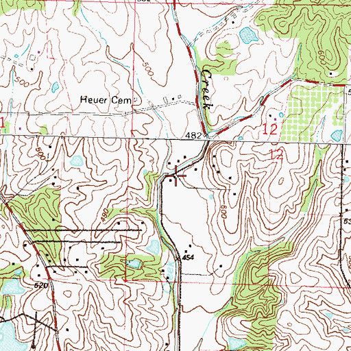 Topographic Map of East County Fire Protection District Station 3 Hanover Station, MO