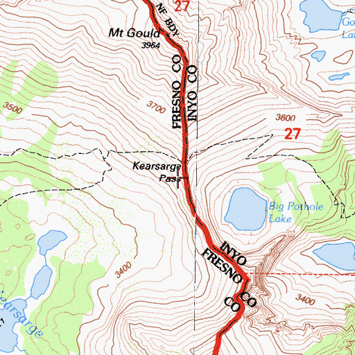 Topographic Map of Kearsarge Pass, CA