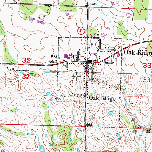 Topographic Map of North Cape Girardeau County Fire District South Station, MO