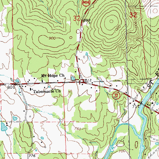 Topographic Map of Cherokee Pass Volunteer Fire Department Station 3, MO