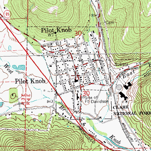 Topographic Map of Pilot Knob Fire Protection District Station 1, MO