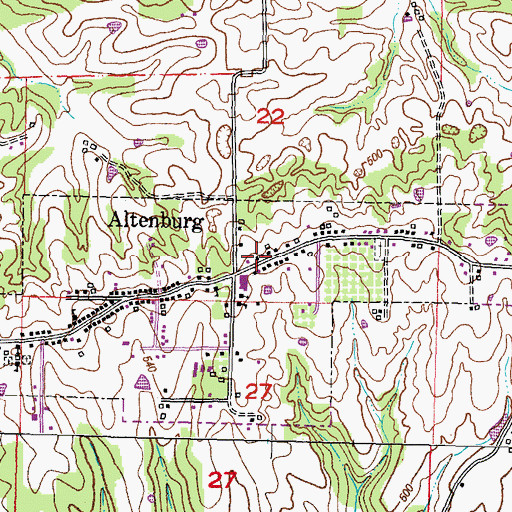 Topographic Map of Frohna - Altenburg Fire Department, MO