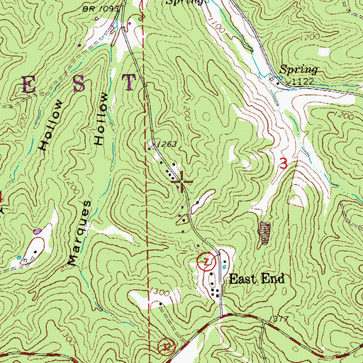 Topographic Map of Quad County Fire Protection District East End Station, MO