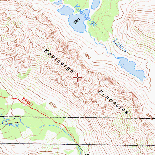 Topographic Map of Kearsarge Pinnacles, CA