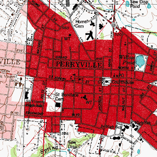 Topographic Map of Perry County Fire Protection Association Station 1, MO
