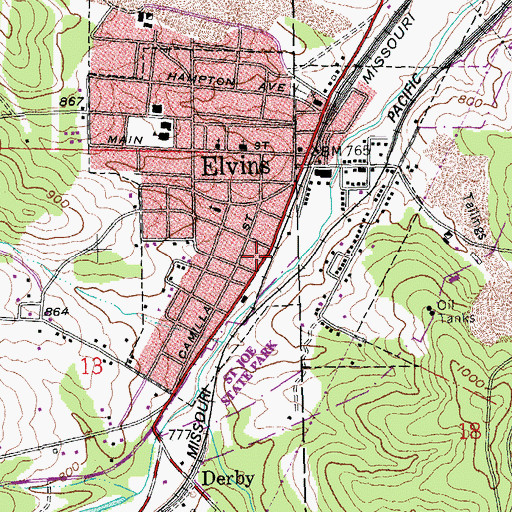 Topographic Map of Park Hills Fire Department Station 1, MO
