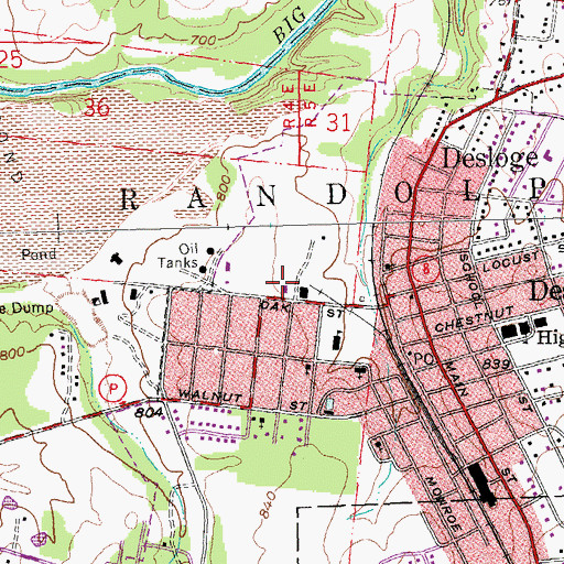 Topographic Map of Desloge Volunteer Fire Department, MO