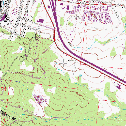 Topographic Map of Big River Fire Protection District Station 1, MO