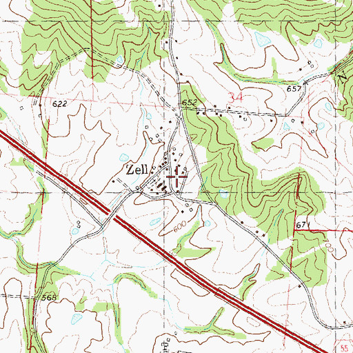Topographic Map of Zell Volunteer Fire Department, MO