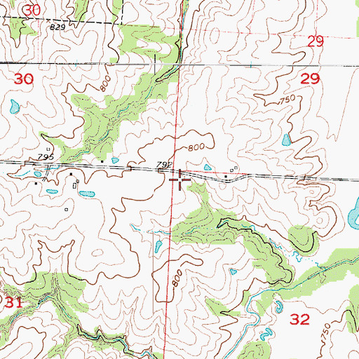 Topographic Map of Johnson County Fire Protection District Station 10, MO
