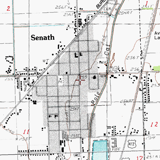 Topographic Map of Senath Fire Department, MO