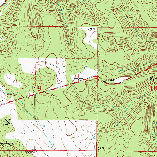 Topographic Map of Brixey - Rockbridge Volunteer Fire Department, MO