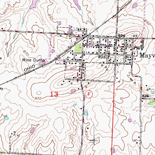 Topographic Map of Mayview Fire Department, MO