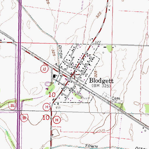 Topographic Map of Scott County Rural Fire Protection District, MO