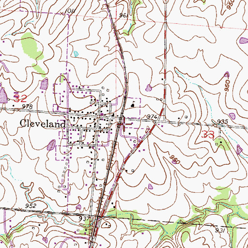 Topographic Map of Western Cass Fire Protection District Station 96, MO