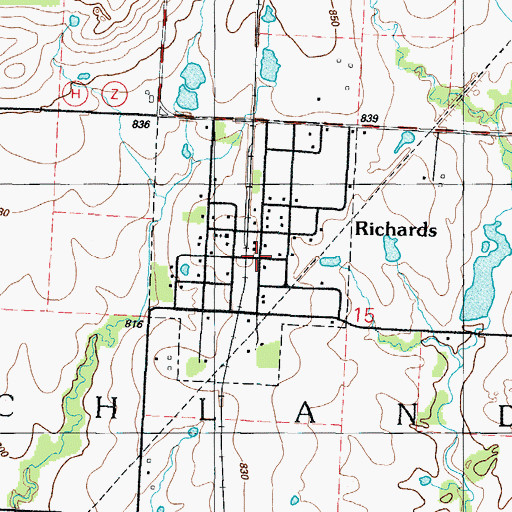 Topographic Map of Richards Rural Fire Department, MO